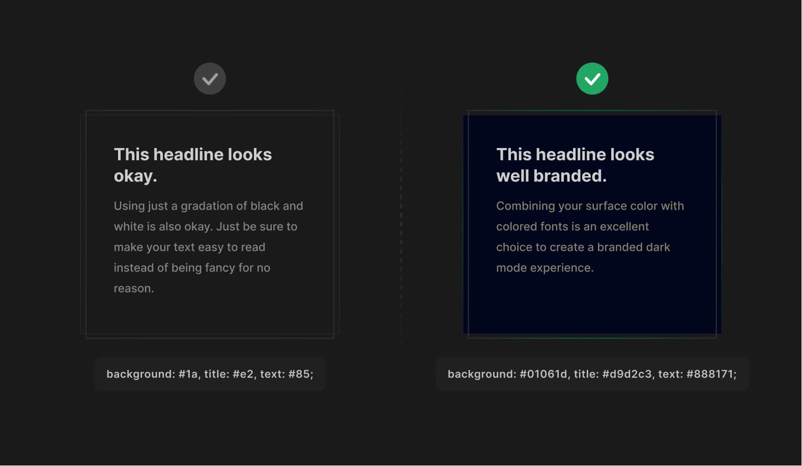 Brand your dark color — Dark Mode UI Tip