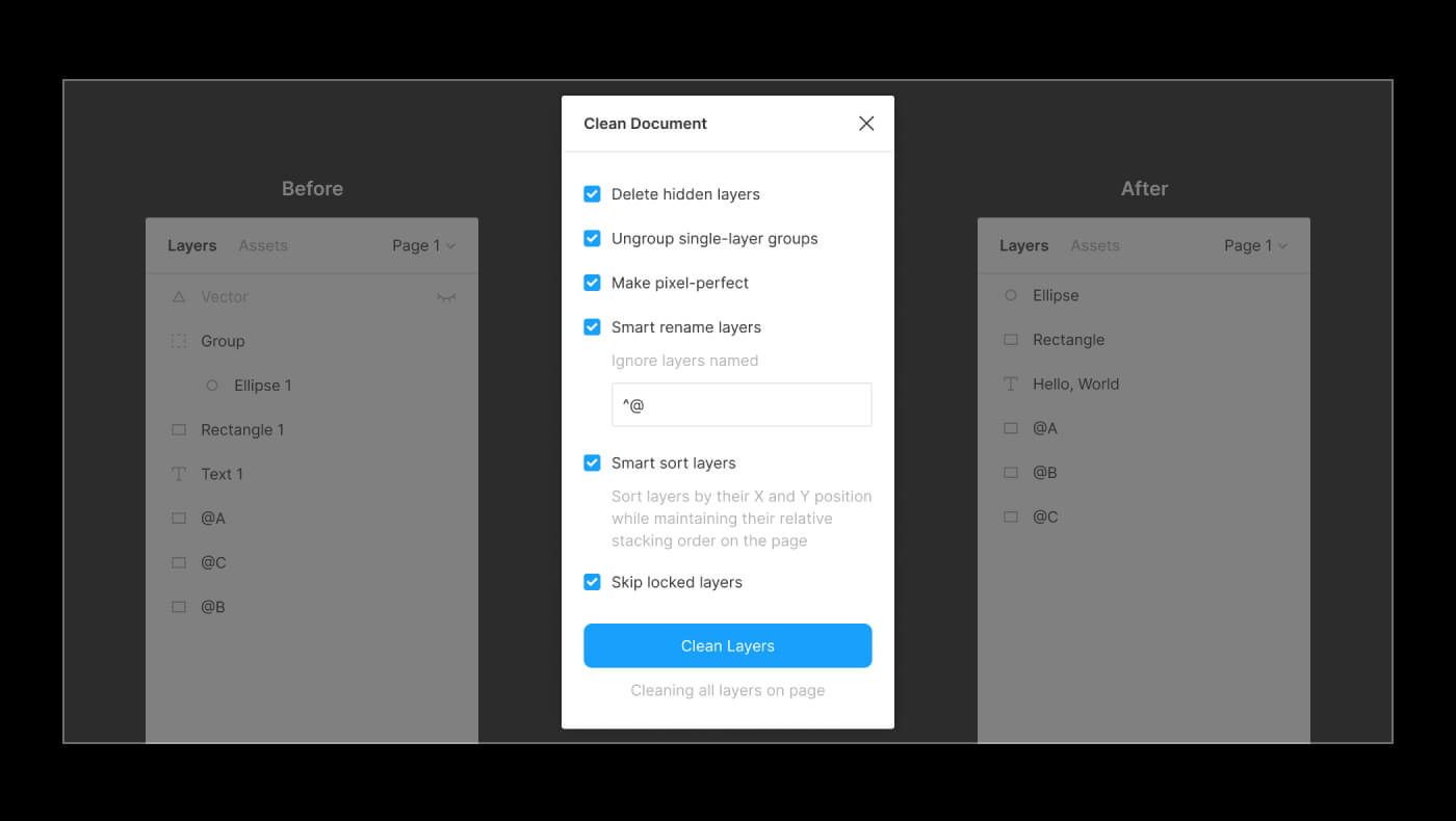 Clean Document plugin for Figma
