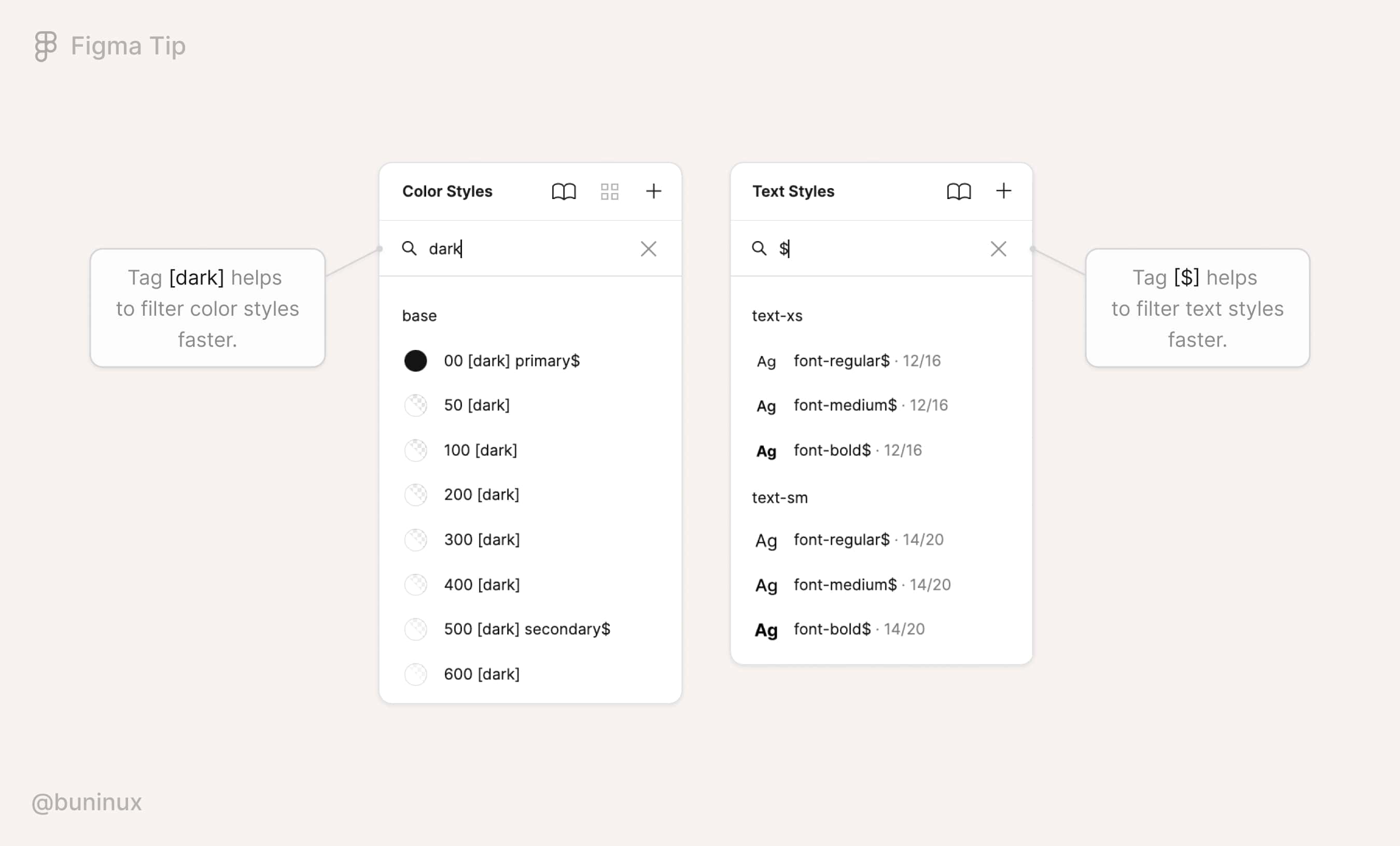 Tag styles in Figma to find them faster
