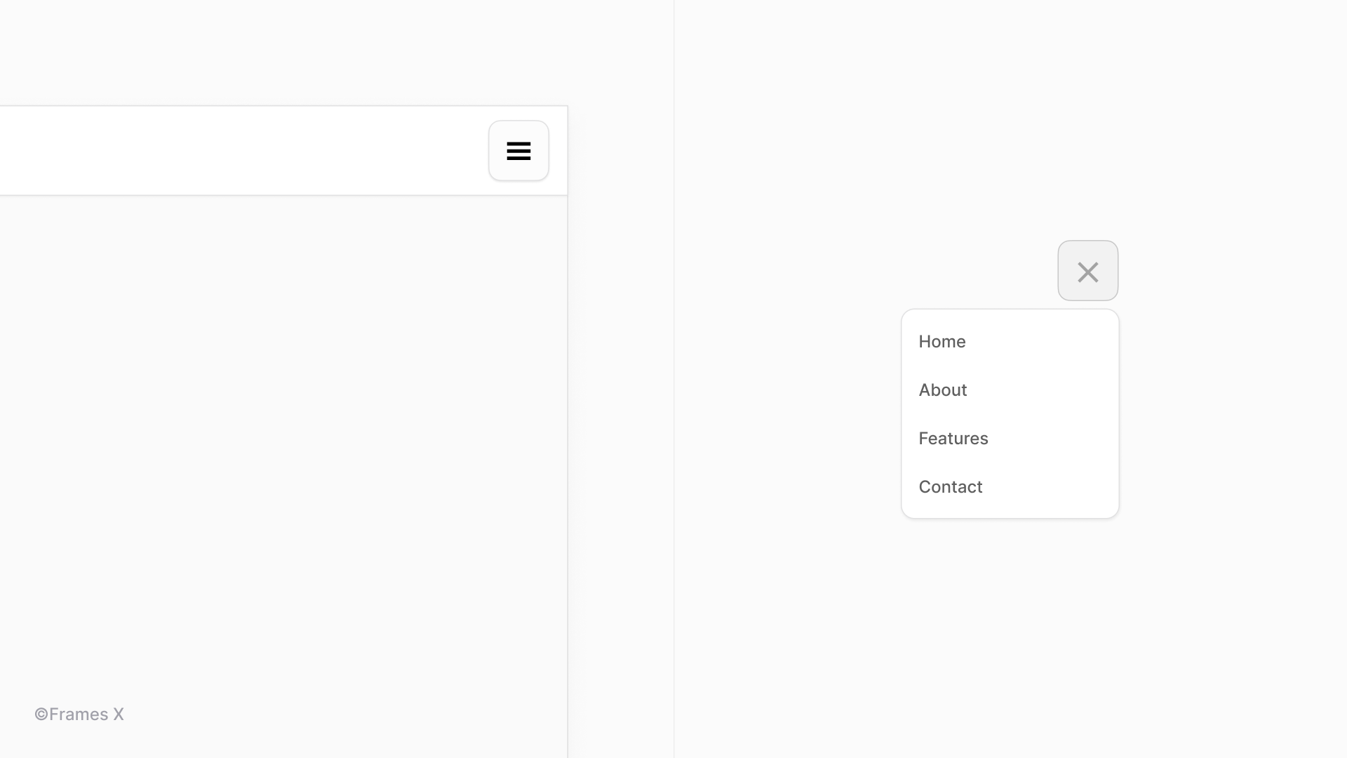 Toggle menu design with symbols